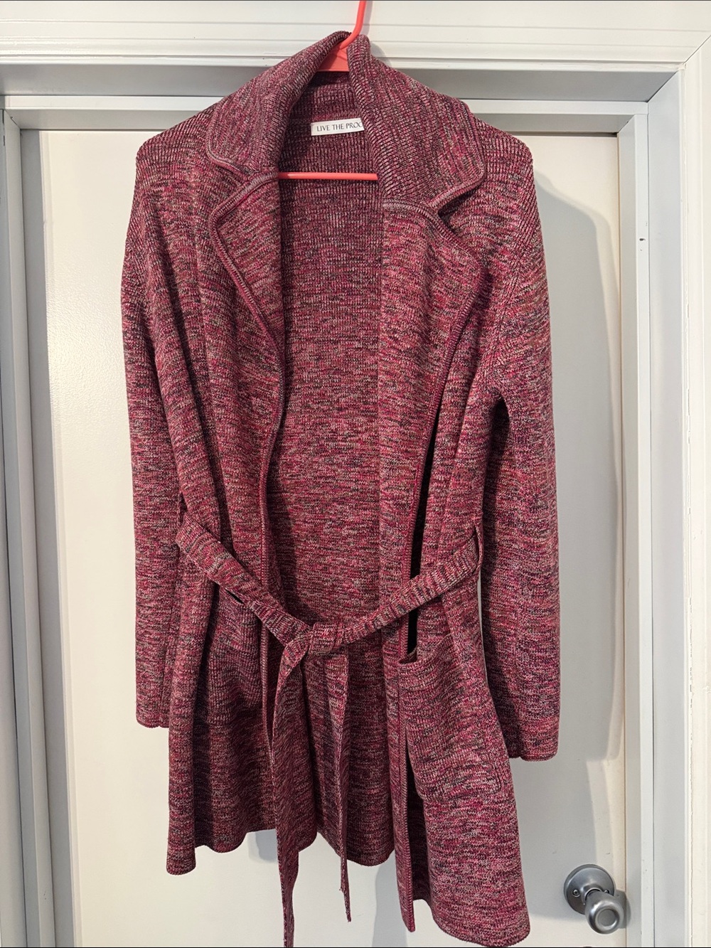 Live The Process Marled Rose Pink Tie-Waist Cardigan